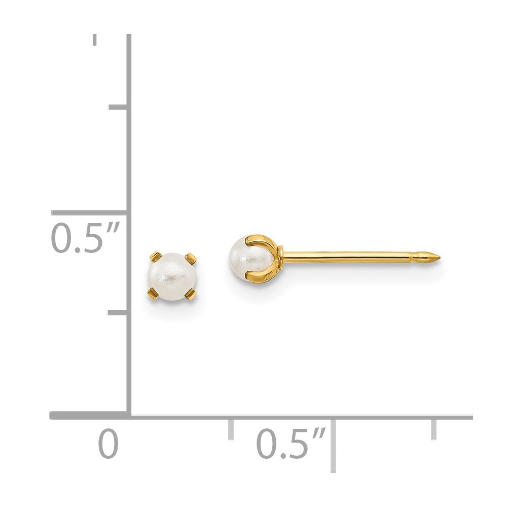 14K Gelbgold Inverness 3mm Synthetisch Perle Ohrstecker
