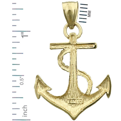 14K Gold 25MM Schiffstau- und Anker-Anhänger
