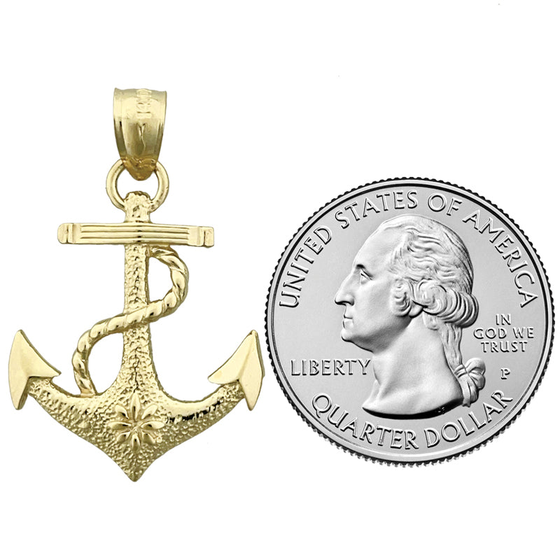 14K Gold 25MM Schiffstau- und Anker-Anhänger