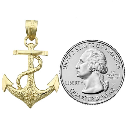 14K Gold 25MM Schiffstau- und Anker-Anhänger