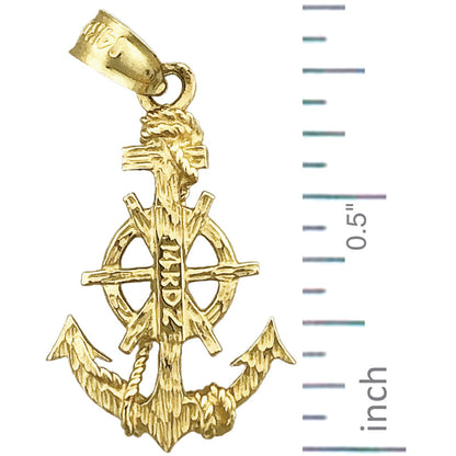14K Gold Steuerrad- und Anker-Charm