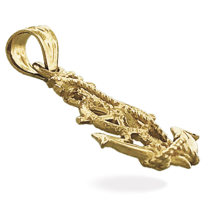 14K Gold Steuerrad- und Anker-Charm