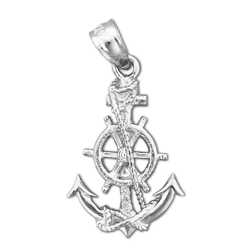 14K Gold Steuerrad- und Anker-Charm