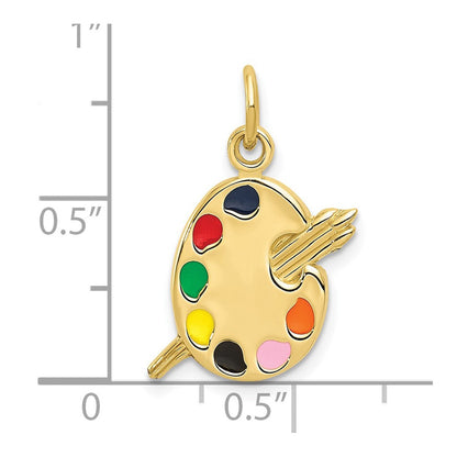 10K Gelbgold Emailliert Artist Palette Charm