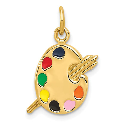 10K Gelbgold Emailliert Artist Palette Charm