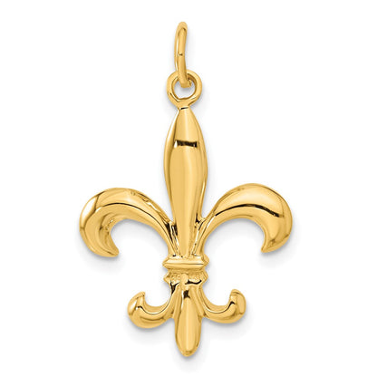10K Gelbgold Massiv Fleur De Lis 3-d Charm