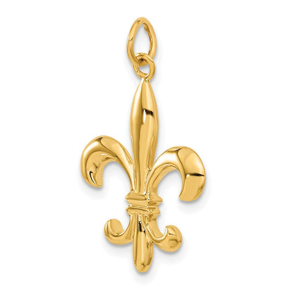 10K Gelbgold Massiv Fleur De Lis 3-d Charm
