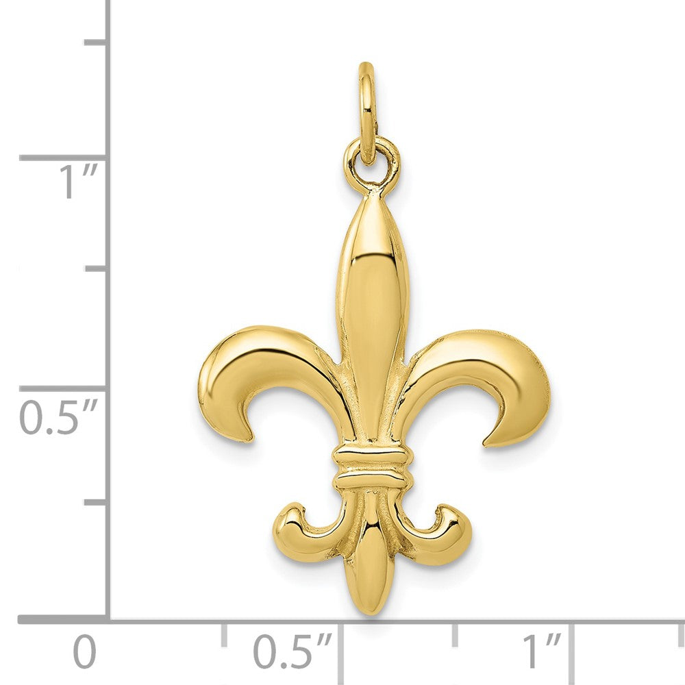 10K Gelbgold Massiv Fleur De Lis 3-d Charm
