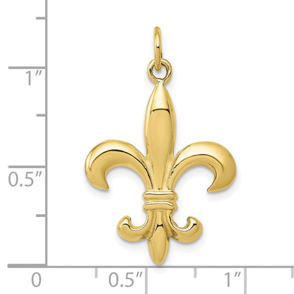 10K Gelbgold Massiv Fleur De Lis 3-d Charm