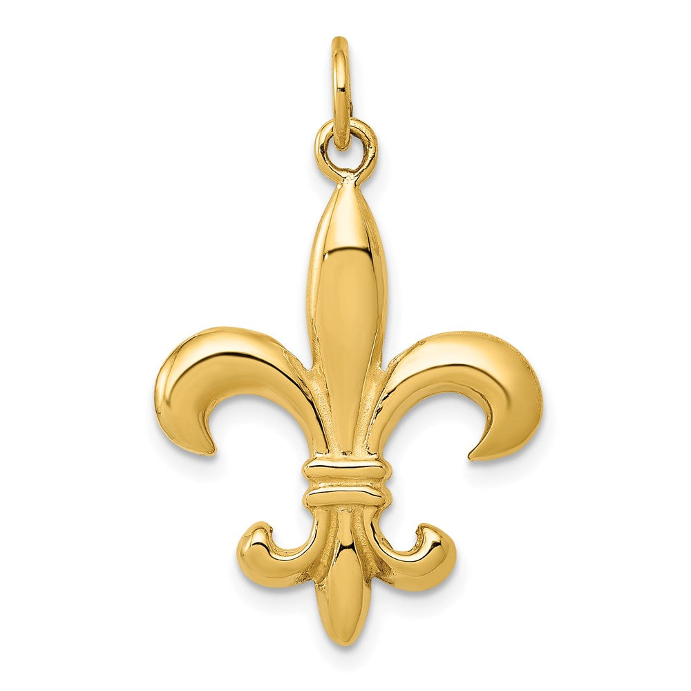 10K Gelbgold Massiv Fleur De Lis 3-d Charm