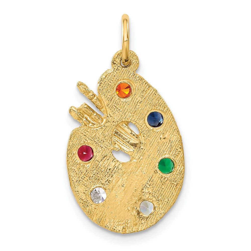 10K Gelbgold Zirkonia Steine Artist Palette Charm