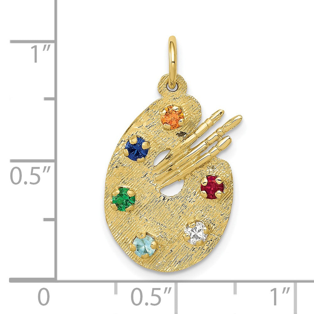 10K Gelbgold Zirkonia Steine Artist Palette Charm