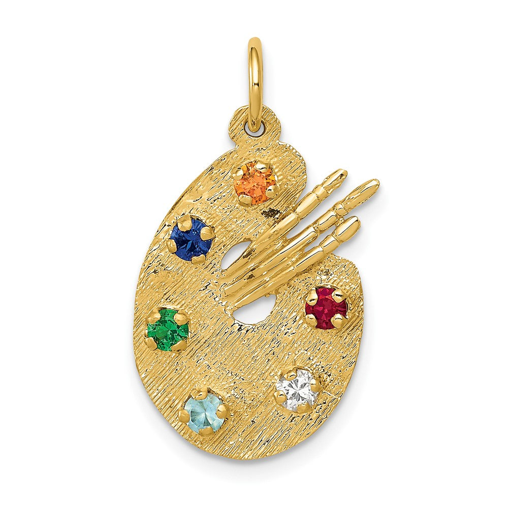 10K Gelbgold Zirkonia Steine Artist Palette Charm