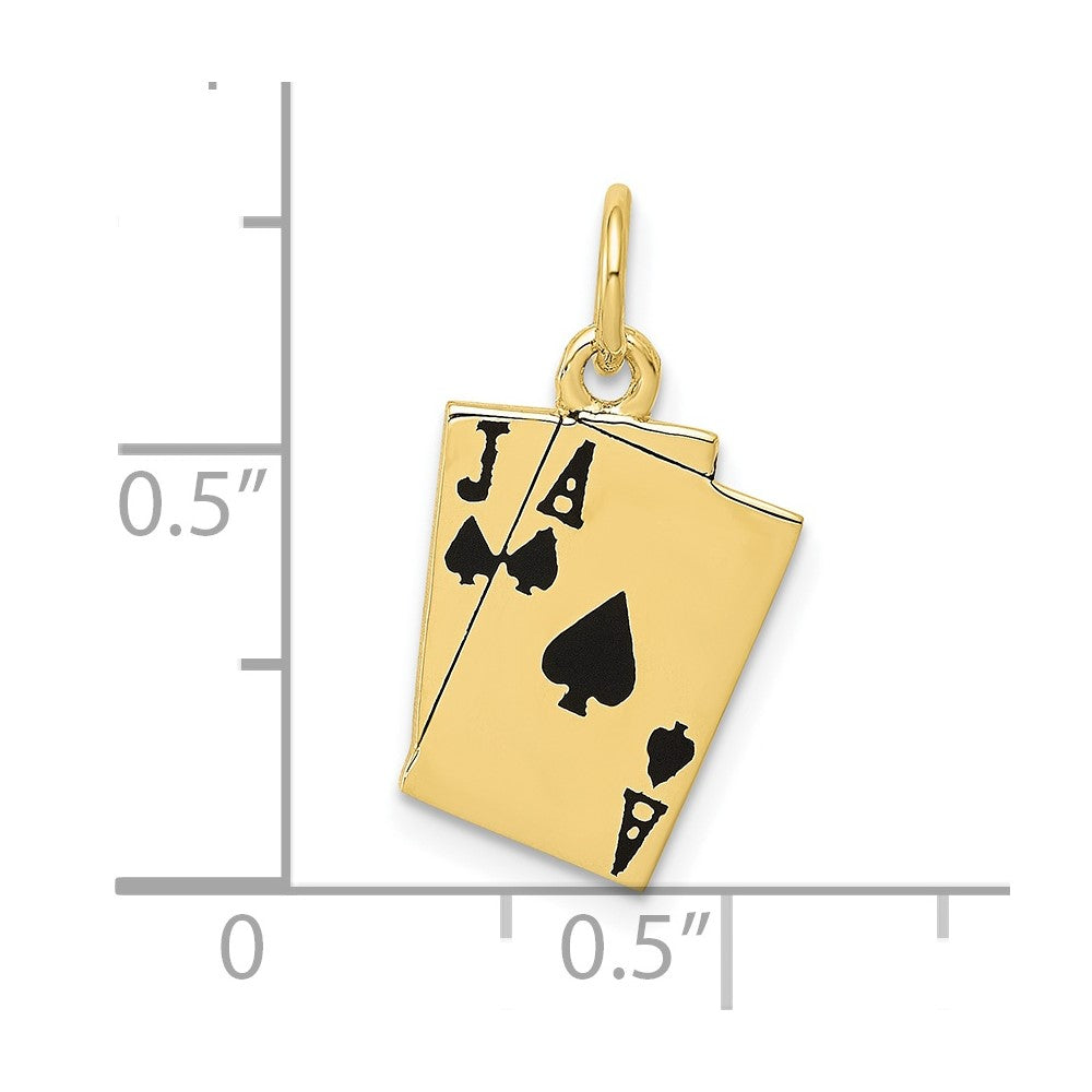 10K Gelbgold Emailliert Blackjack Playing Cards Charm