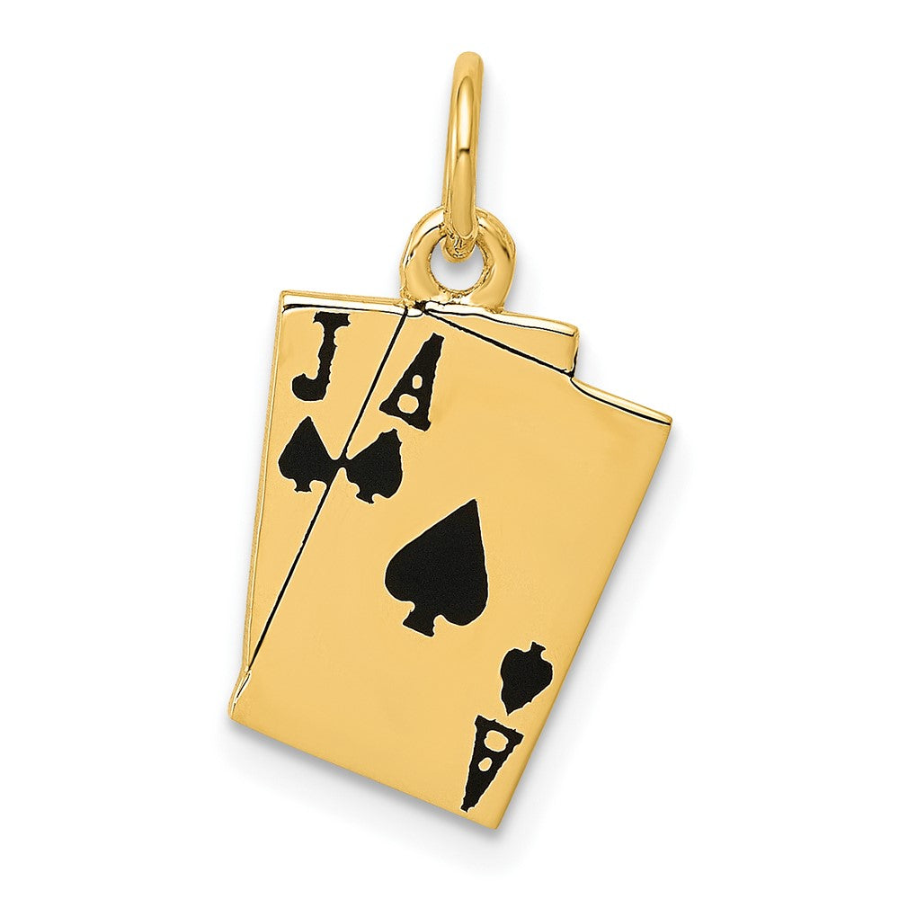 10K Gelbgold Emailliert Blackjack Playing Cards Charm