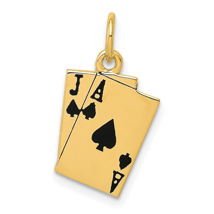10K Gelbgold Emailliert Blackjack Playing Cards Charm