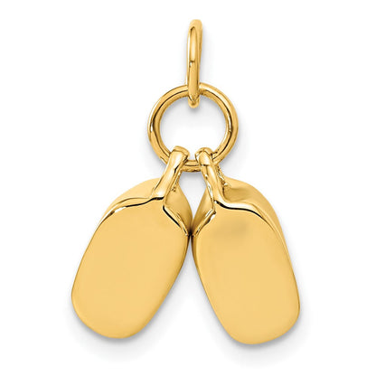 10K Gelbgold Poliert Baby Shoes Charm