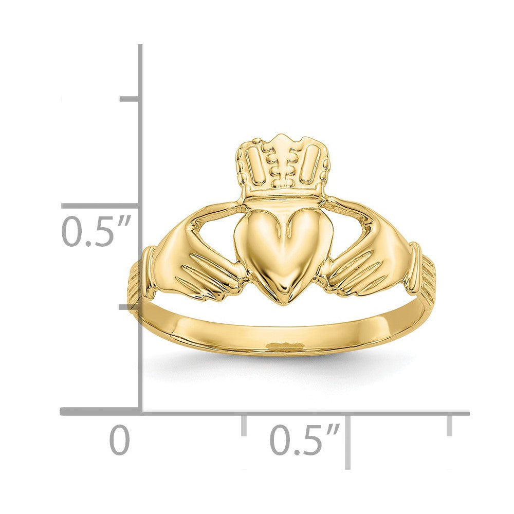 10K Gelbgold Poliert Claddagh Ring