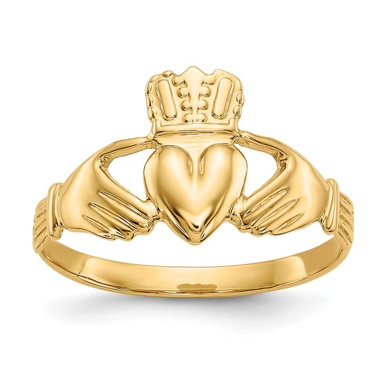 10K Gelbgold Poliert Claddagh Ring