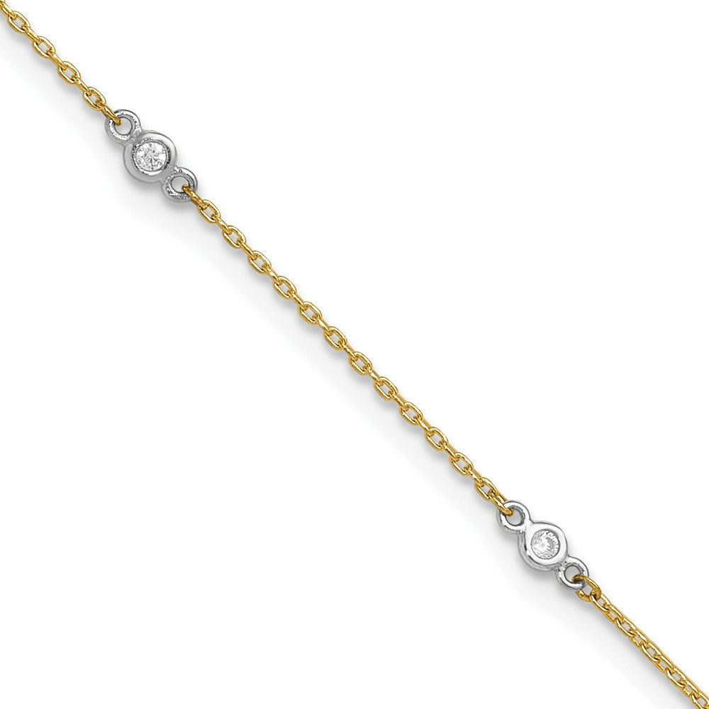 10K Bicolor Zirkonia 9 Zoll Plus 1 Zoll Verlängerung. Fußkettchen