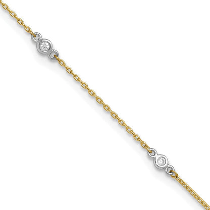 10K Bicolor Zirkonia 9 Zoll Plus 1 Zoll Verlängerung. Fußkettchen