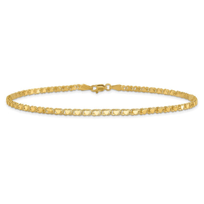 10K Gelbgold Poliert Doppelt-sided Herz 7 Zoll Armband