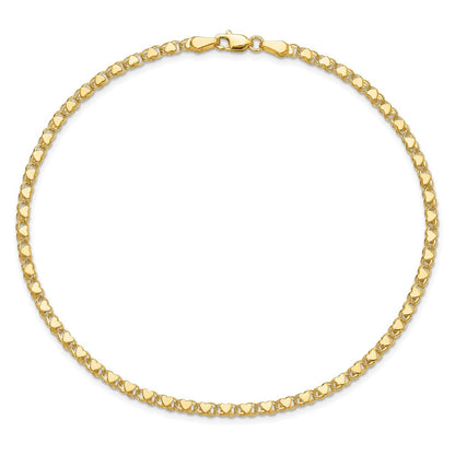 10K Gelbgold Poliert Doppelt-sided Herz 7 Zoll Armband