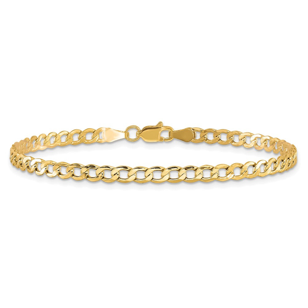 10K Gelbgold 3.35mm Halbmassiv Panzer Glieder Kette Fußkettchen