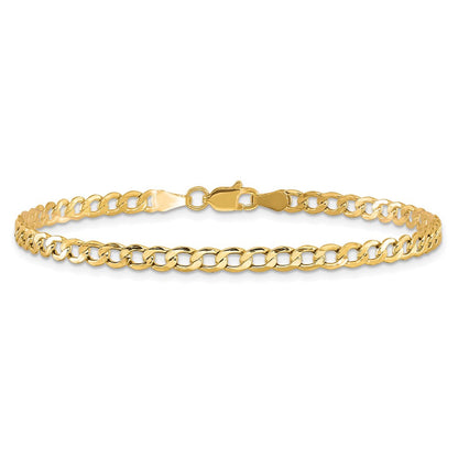 10K Gelbgold 3.35mm Halbmassiv Panzer Glieder Kette Fußkettchen