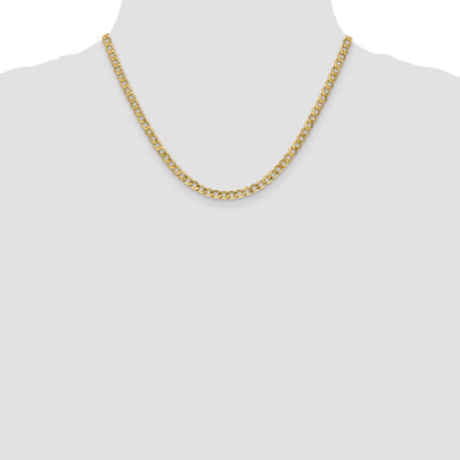 10K Gelbgold 4.3mm Halbmassiv Panzer Glieder Halskette