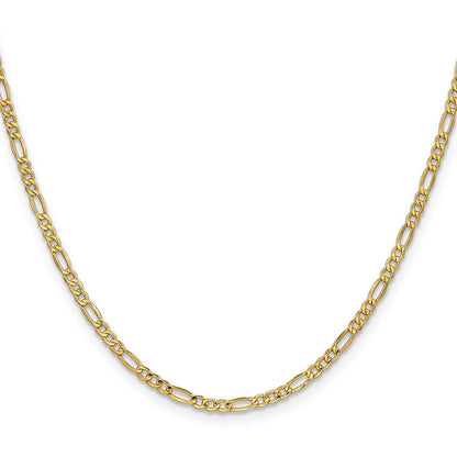 10K Gelbgold 2.5mm Halbmassiv Figaro Halskette