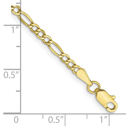 10K Gelbgold 2.5mm Halbmassiv Figaro Gliederarmband
