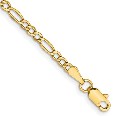 10K Gelbgold 2.5mm Halbmassiv Figaro Gliederarmband