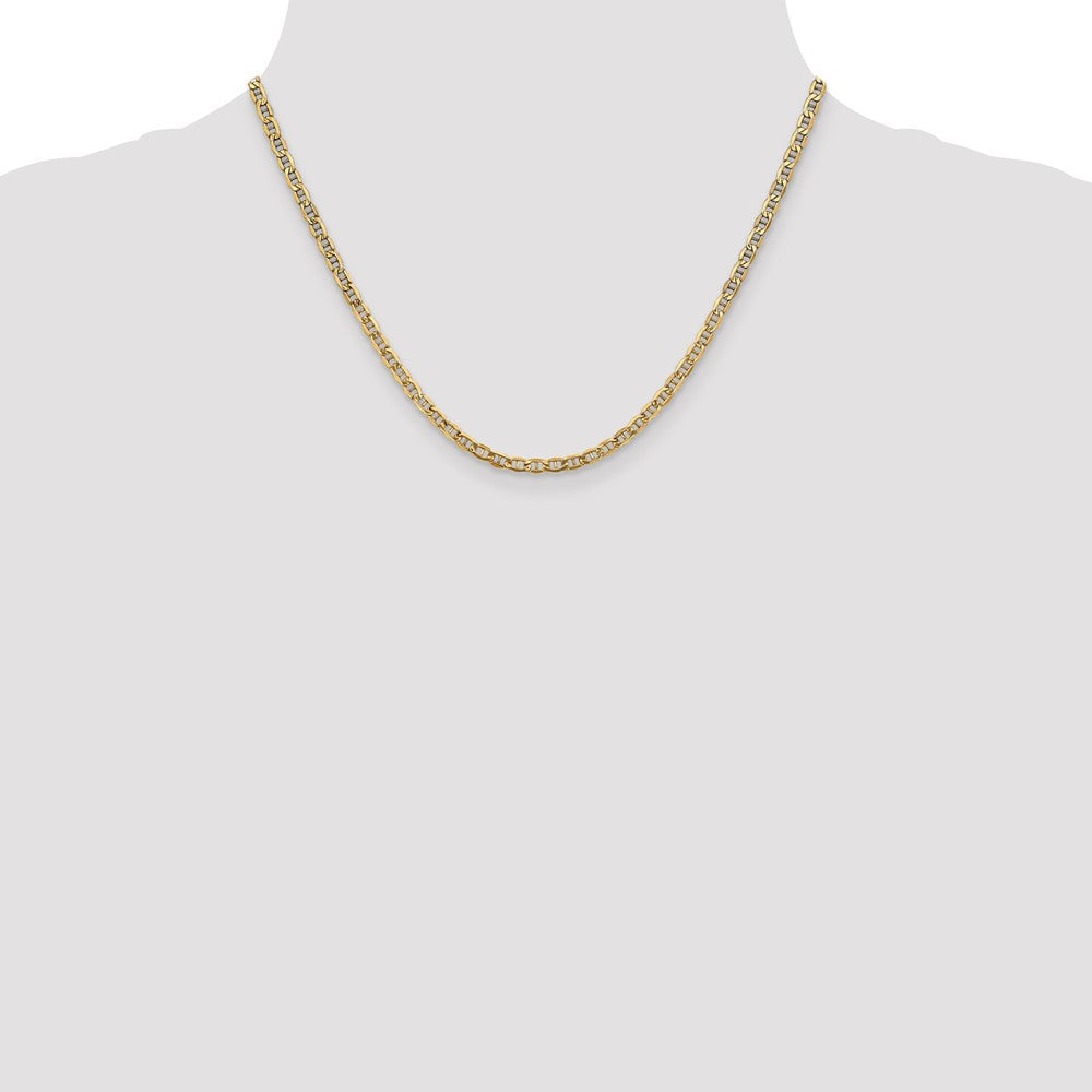 10K Gelbgold 3.2mm Halbmassiv Anker Halskette