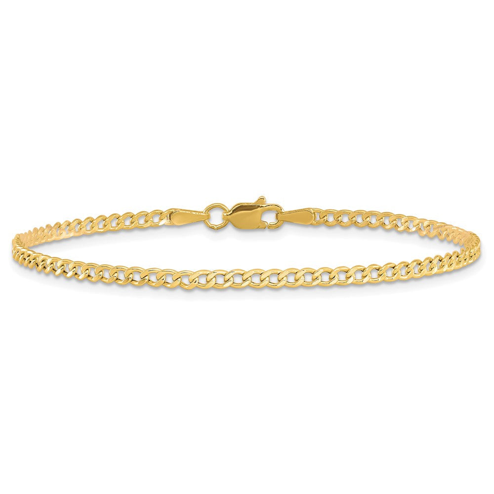 10K Gelbgold 2.5mm Halbmassiv Panzer Glieder Kette Fußkettchen