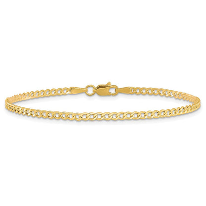 10K Gelbgold 2.5mm Halbmassiv Panzer Glieder Kette Fußkettchen
