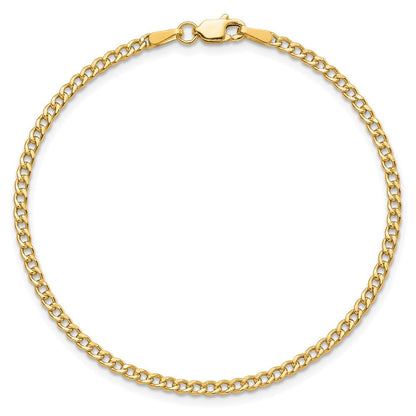 10K Gelbgold 2.5mm Halbmassiv Panzer Glieder Gliederarmband
