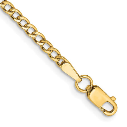 10K Gelbgold 2.5mm Halbmassiv Panzer Glieder Kette Fußkettchen