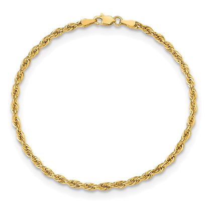 10K Gelbgold 3mm Halbmassiv Kordel Gliederarmband