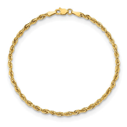 10K Gelbgold 2.8mm Halbmassiv Kordel Gliederarmband