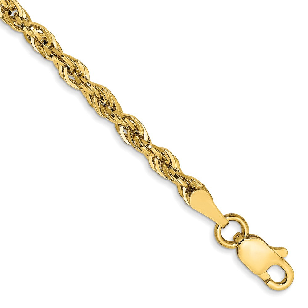 10K Gelbgold 2.8mm Halbmassiv Kordel Gliederarmband