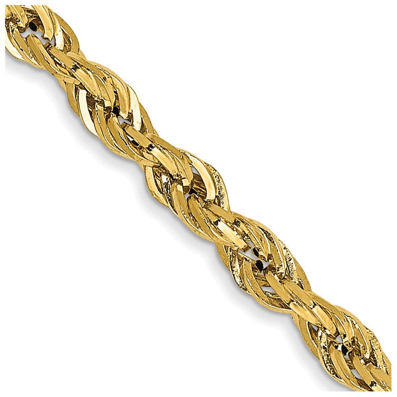 10K Gelbgold 2.8mm Halbmassiv Kordel Halskette