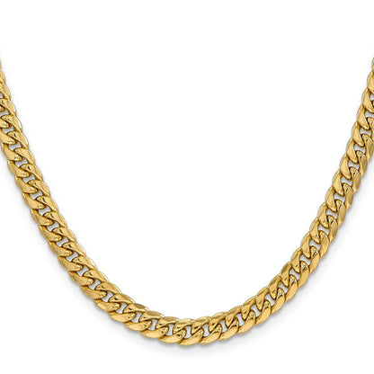 10K Gelbgold 6mm Halbmassiv Miami Kubanisch Halskette