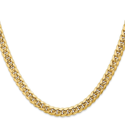 10K Gelbgold 6.75mm Halbmassiv Miami Kubanisch Halskette