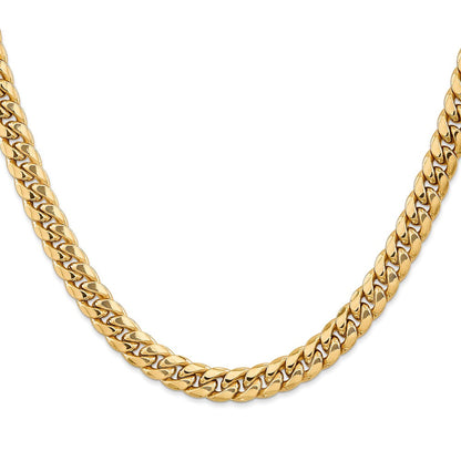 10K Gelbgold 7.3mm Halbmassiv Miami Kubanisch Halskette