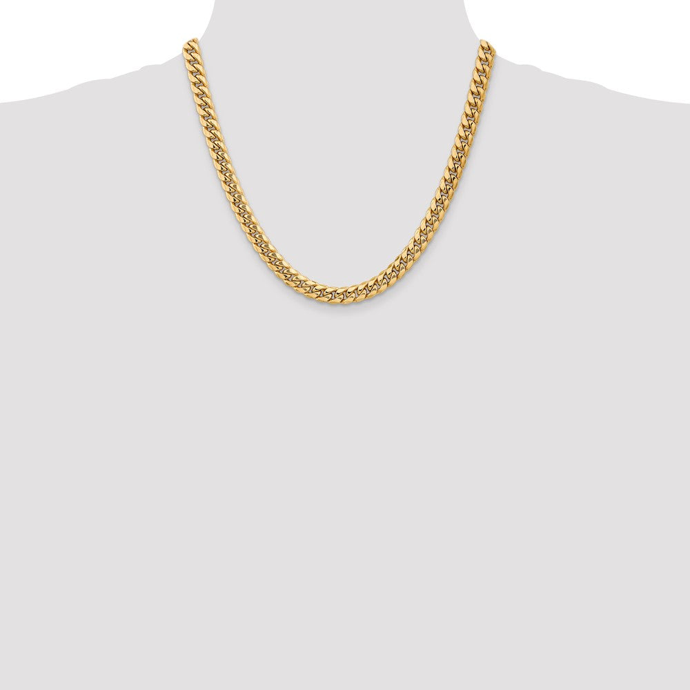 10K Gelbgold 7.3mm Halbmassiv Miami Kubanisch Halskette