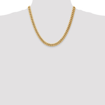 10K Gelbgold 7.3mm Halbmassiv Miami Kubanisch Halskette