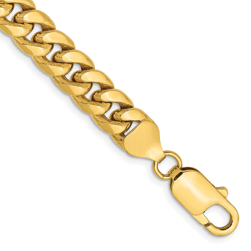 10K Gelbgold 7.3mm Halbmassiv Miami Kubanisch Gliederarmband