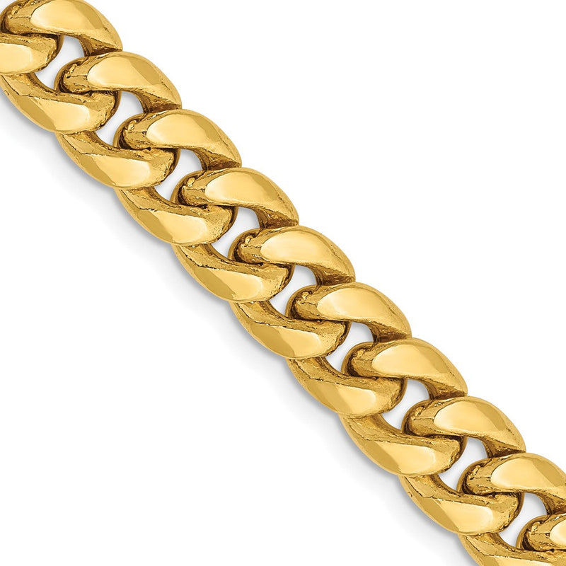 10K Gelbgold 7.3mm Halbmassiv Miami Kubanisch Halskette
