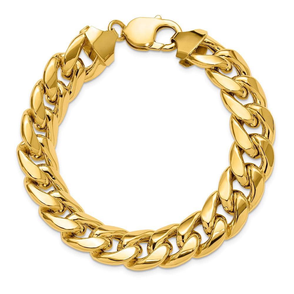 10K Gelbgold 13.2mm Halbmassiv Miami Kubanisch Gliederarmband